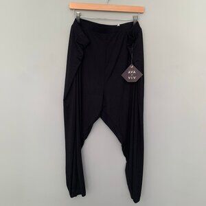 NEW Ava & Viv black pull on elastic waist casual career workout leggings